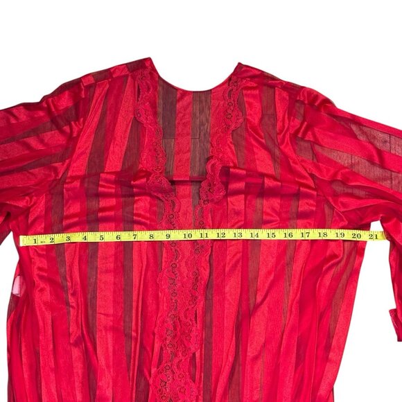 Vintage Jenelle of California Red Nylon Peignoir Set Sz M P Robe Pants Hollywood - Picture 15 of 16